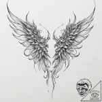 Demon wings torn apart, tattoo drawing outlin… – tattoo sketch (№1752597900_0, 15.07.2025 16:45) — tattoovalue.net