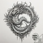 Abyssal dragon chained to ruins, tattoo sketc… – tattoo sketch (№1752597986_0, 15.07.2025 16:46) — tattoovalue.net