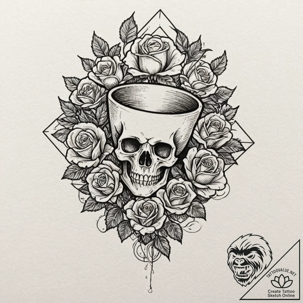 Iron chalice filled with shadows, tattoo flas... - tattoo sketch (№1752598159_0, 15.07.2025 16:49) — tattoovalue.net