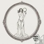 A hand mirror reflecting a ghostly figure, ta… – tattoo sketch (№1752598596_0, 15.07.2025 16:56) — tattoovalue.net