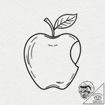 Apple, tattoo drawing outline, on a clean whi… – tattoo sketch (№1752598683_0, 15.07.2025 16:58) — tattoovalue.net