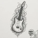 Electric guitar plugged into a thundercloud,… – tattoo sketch (№1752598853_0, 15.07.2025 17:00) — tattoovalue.net