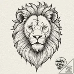 Apocalyptic lion with metal jaw, tattoo line… – tattoo sketch (№1752599637_0, 15.07.2025 17:13) — tattoovalue.net
