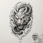 Lava cracking through stone mask, tattoo flas… – tattoo sketch (№1752599796_0, 15.07.2025 17:16) — tattoovalue.net