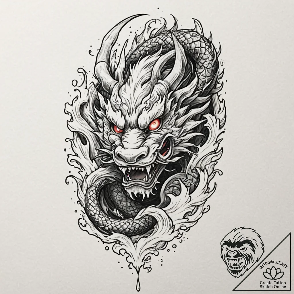 Lava cracking through stone mask, tattoo flas... - tattoo sketch (№1752599796_0, 15.07.2025 17:16) — tattoovalue.net