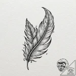 Crimson feather stained with ink, tattoo sket… – tattoo sketch (№1752599876_0, 15.07.2025 17:17) — tattoovalue.net