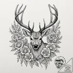 Deer with antlers that bloom with seasonal fl… – tattoo sketch (№1752600373_0, 15.07.2025 17:26) — tattoovalue.net