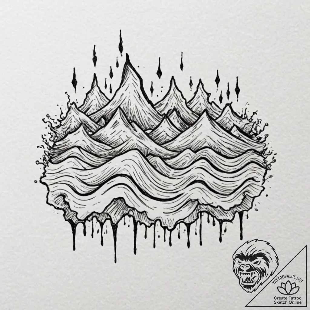Sound wave of a favorite song, tattoo flash s... - tattoo sketch (№1752609368_0, 15.07.2025 19:56) — tattoovalue.net