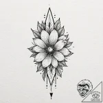 Quartz dagger beneath spectral bloom, tattoo… – tattoo sketch (№1752609523_0, 15.07.2025 19:58) — tattoovalue.net