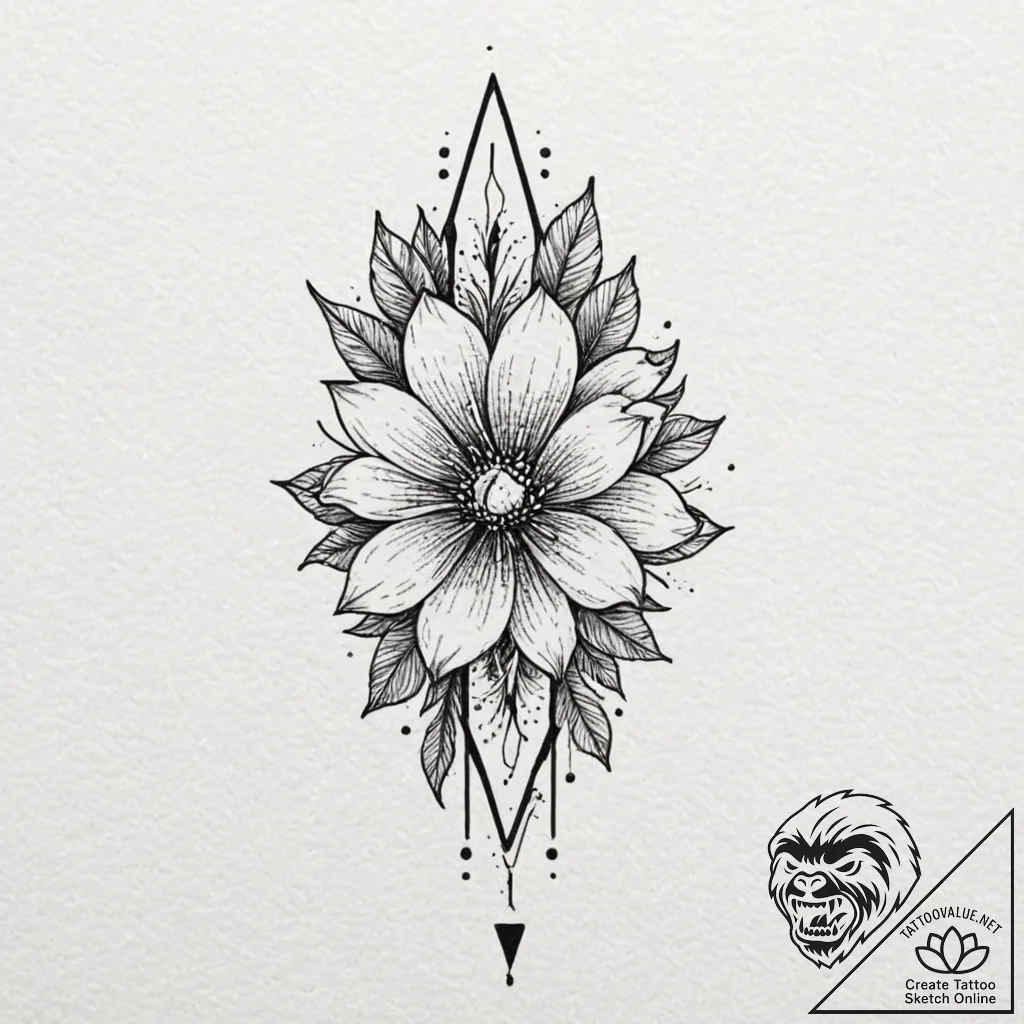 Quartz dagger beneath spectral bloom, tattoo... - tattoo sketch (№1752609523_0, 15.07.2025 19:58) — tattoovalue.net
