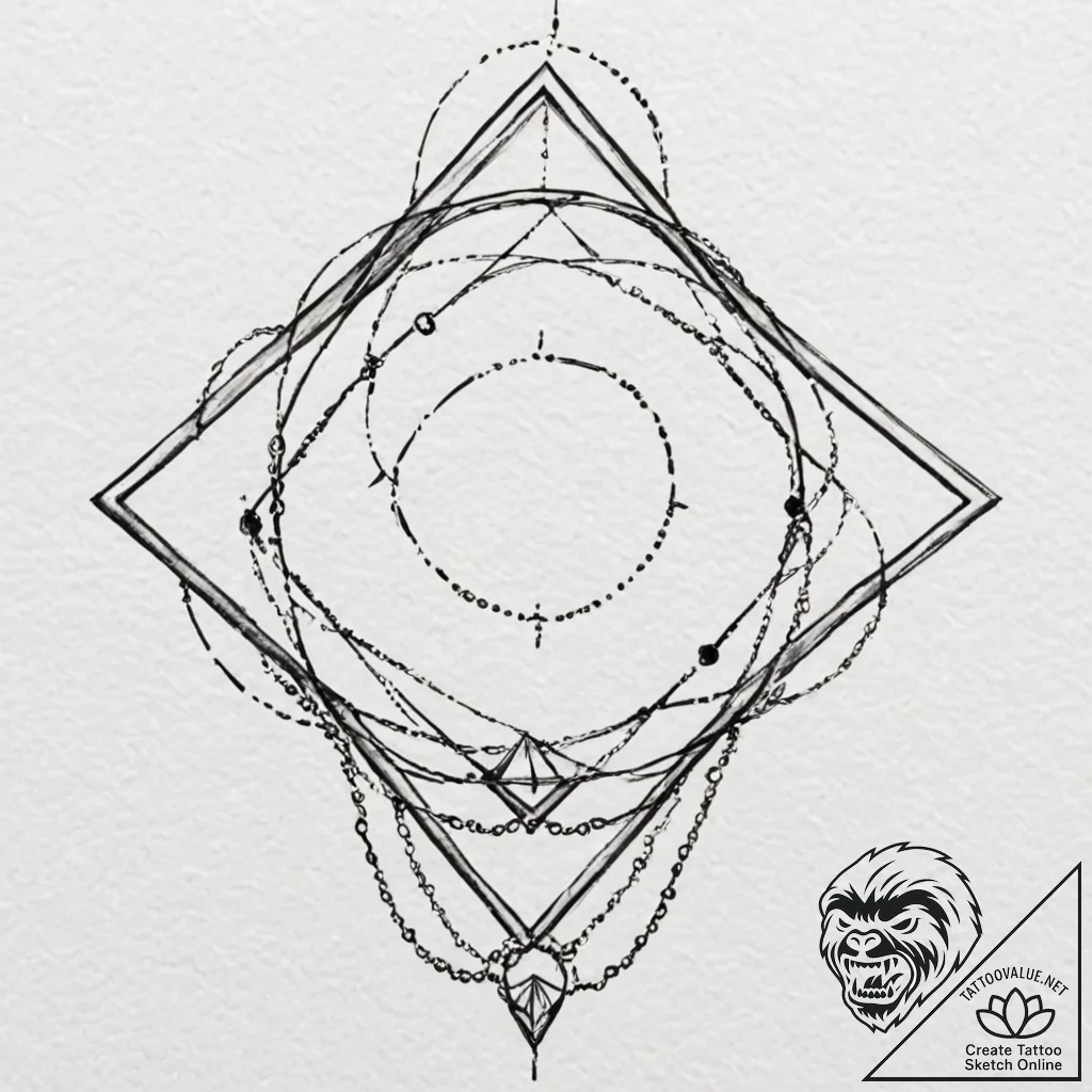 Chain, ink illustration for tattoo, clear ima... - tattoo sketch (№1752609678_0, 15.07.2025 20:01) — tattoovalue.net