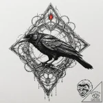 Atomic raven with neon scars, concept art for… – tattoo sketch (№1752609987_0, 15.07.2025 20:06) — tattoovalue.net