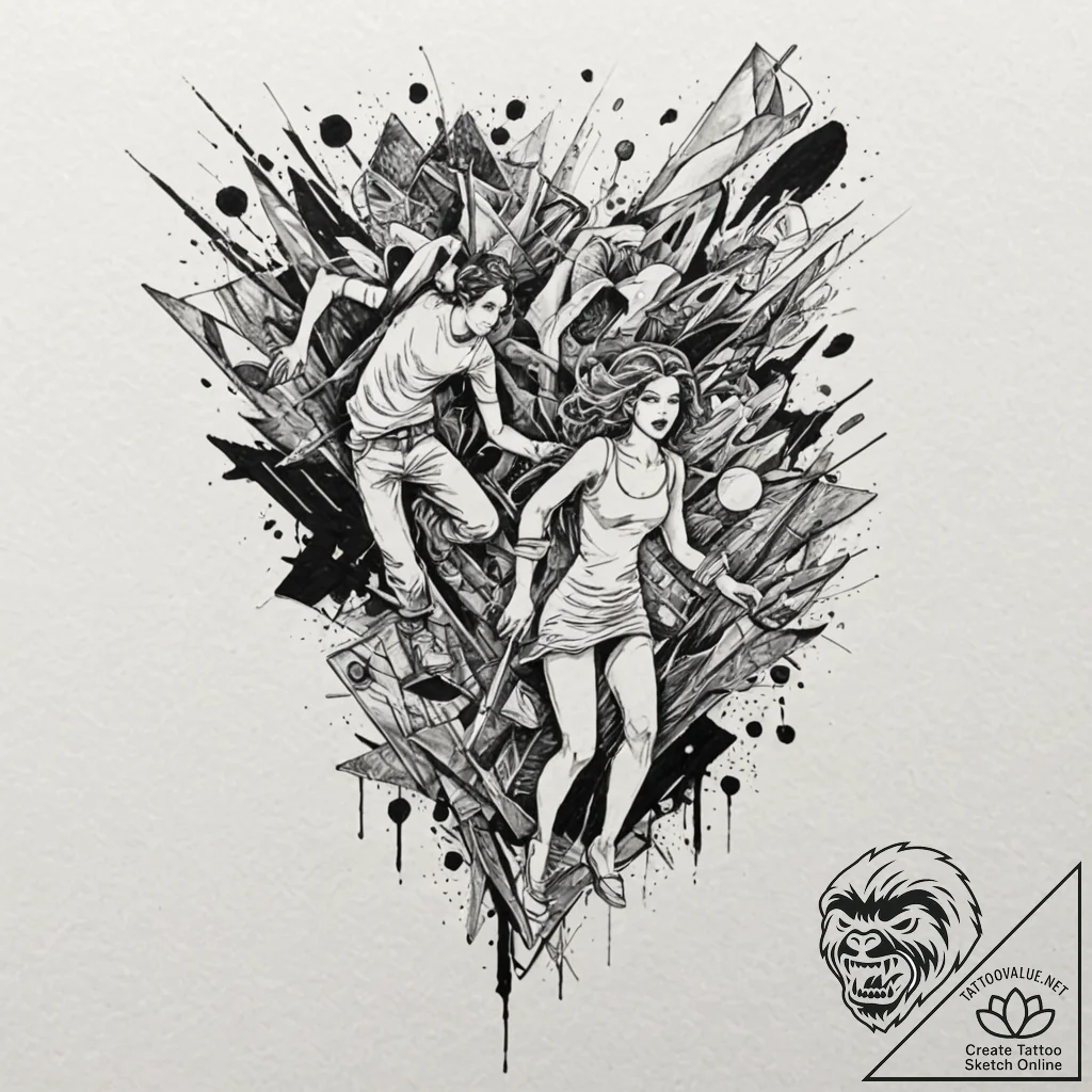 Black sandstorm hiding figures, tattoo line a... - tattoo sketch (№1752610070_0, 15.07.2025 20:07) — tattoovalue.net