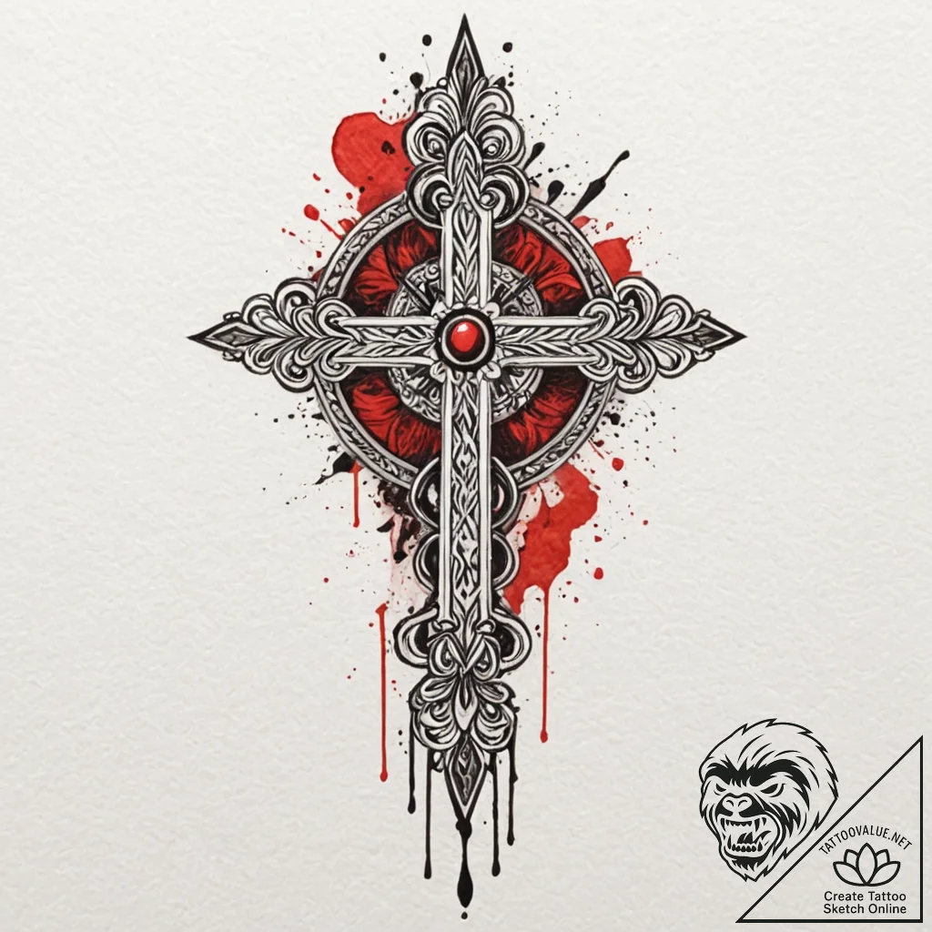 Orthodox cross, tattoo flash sheet design, mo... - tattoo sketch (№1752610232_0, 15.07.2025 20:10) — tattoovalue.net