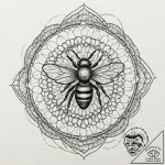 Honeycomb with some cells filled with honey,… – tattoo sketch (№1752610890_0, 15.07.2025 20:21) — tattoovalue.net