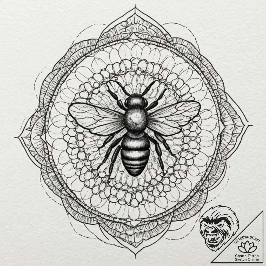 Honeycomb with some cells filled with honey,... - tattoo sketch (№1752610890_0, 15.07.2025 20:21) — tattoovalue.net