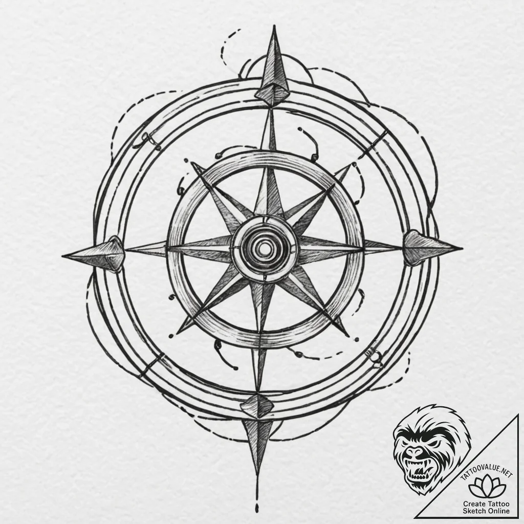 Gyroscopic device with rings spinning around... - tattoo sketch (№1752610977_0, 15.07.2025 20:22) — tattoovalue.net