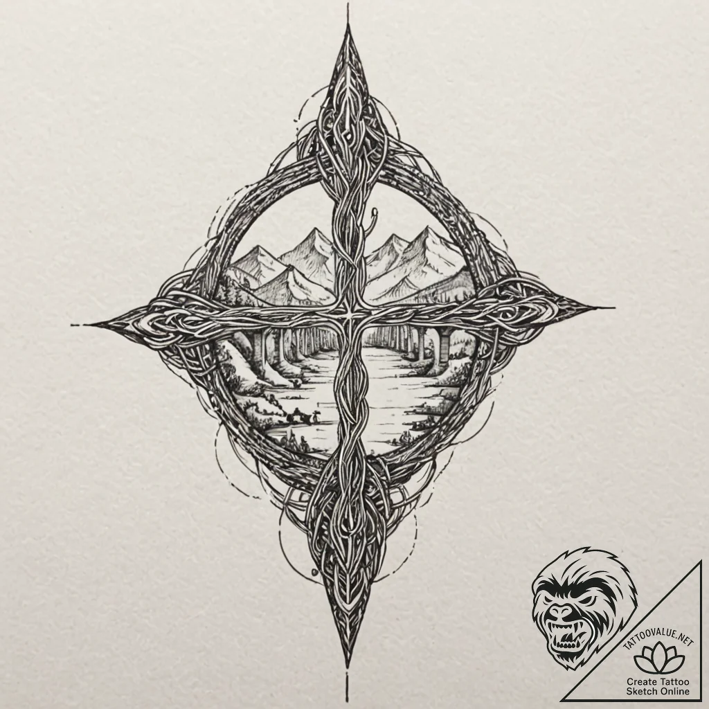 Bifrost bridge, artistic tattoo sketch, detai... - tattoo sketch (№1752611228_0, 15.07.2025 20:27) — tattoovalue.net