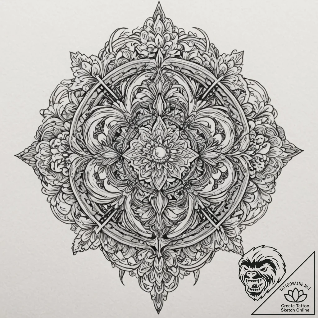 Nether bloom beneath spectral rift, tattoo dr... - tattoo sketch (№1752611397_0, 15.07.2025 20:29) — tattoovalue.net