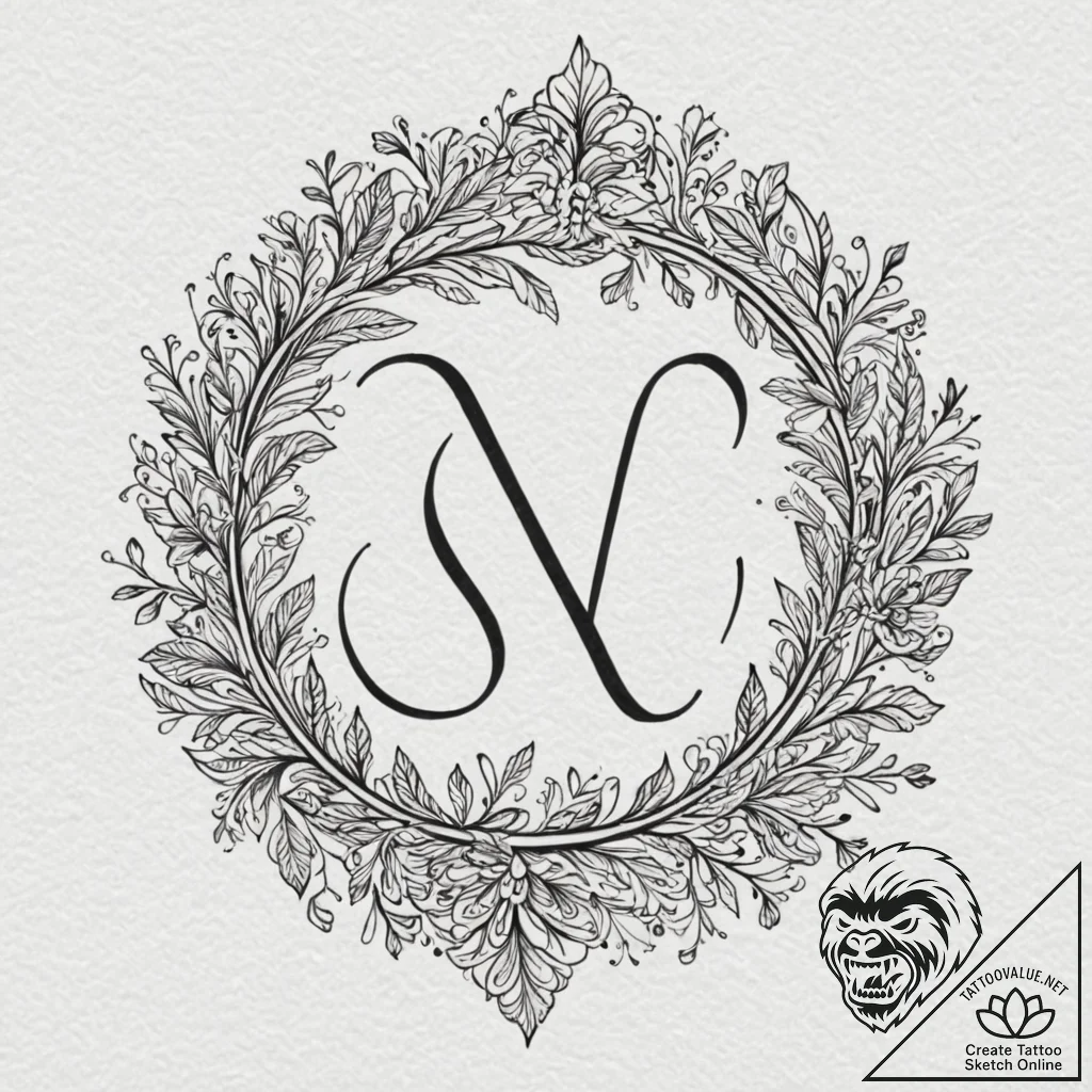 Monogram of family initials, elegantly design... - tattoo sketch (№1752611733_0, 15.07.2025 20:35) — tattoovalue.net