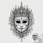 Priestр р†р вђљрівђћсћs mask beneath burning… – tattoo sketch (№1752611817_0, 15.07.2025 20:36) — tattoovalue.net