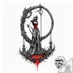 Reaper’s scythe leaning against an hourglass,… – tattoo sketch (№1752612318_0, 15.07.2025 20:45) — tattoovalue.net