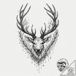 Cosmic stag crowned with stars, tattoo flash… – tattoo sketch (№1752612740_0, 15.07.2025 20:52) — tattoovalue.net