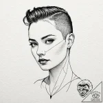 A powerful buzz cut hairstyle, sharp,, ink il… – tattoo sketch (№1752613077_0, 15.07.2025 20:57) — tattoovalue.net