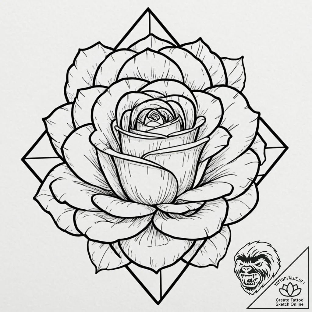 Rose quartz crystal, glowing with a soft, inn... - tattoo sketch (№1752613244_0, 15.07.2025 21:00) — tattoovalue.net
