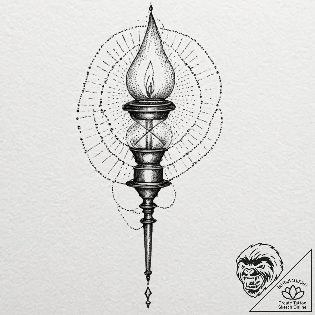 Epictetus's lamp, symbolizing the light of ph... - tattoo sketch (№1752613750_0, 15.07.2025 21:09) — tattoovalue.net