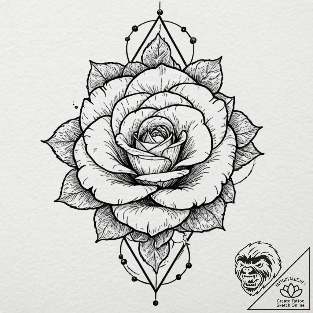 Atomic rose floating in zero gravity, tattoo... - tattoo sketch (№1752613834_0, 15.07.2025 21:10) — tattoovalue.net