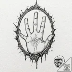 Clawed hand emerging from a cracked mirror, i… – tattoo sketch (№1752613919_0, 15.07.2025 21:11) — tattoovalue.net