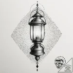 Lantern, concept art for tattoo, muted color… – tattoo sketch (№1752614002_0, 15.07.2025 21:13) — tattoovalue.net