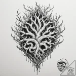 Molten roots consuming relic, tattoo flash sh… – tattoo sketch (№1752614585_0, 15.07.2025 21:23) — tattoovalue.net