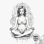 Oracle reading futures in a pool of ink, arti… – tattoo sketch (№1752614675_0, 15.07.2025 21:24) — tattoovalue.net