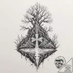 Sunken temple bound in roots, tattoo flash sh… – tattoo sketch (№1752614926_0, 15.07.2025 21:28) — tattoovalue.net