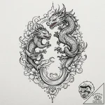 Chess, tattoo line art, black and red ink, re… – tattoo sketch (№1752615511_0, 15.07.2025 21:38) — tattoovalue.net