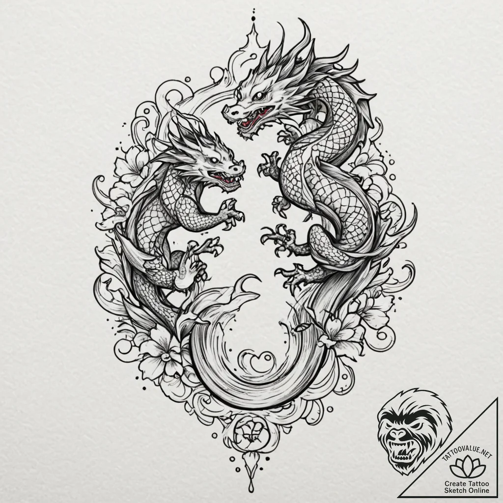 Chess, tattoo line art, black and red ink, re... - tattoo sketch (№1752615511_0, 15.07.2025 21:38) — tattoovalue.net