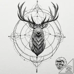 Elk, concept art for tattoo, on a clean white… – tattoo sketch (№1752615678_0, 15.07.2025 21:41) — tattoovalue.net