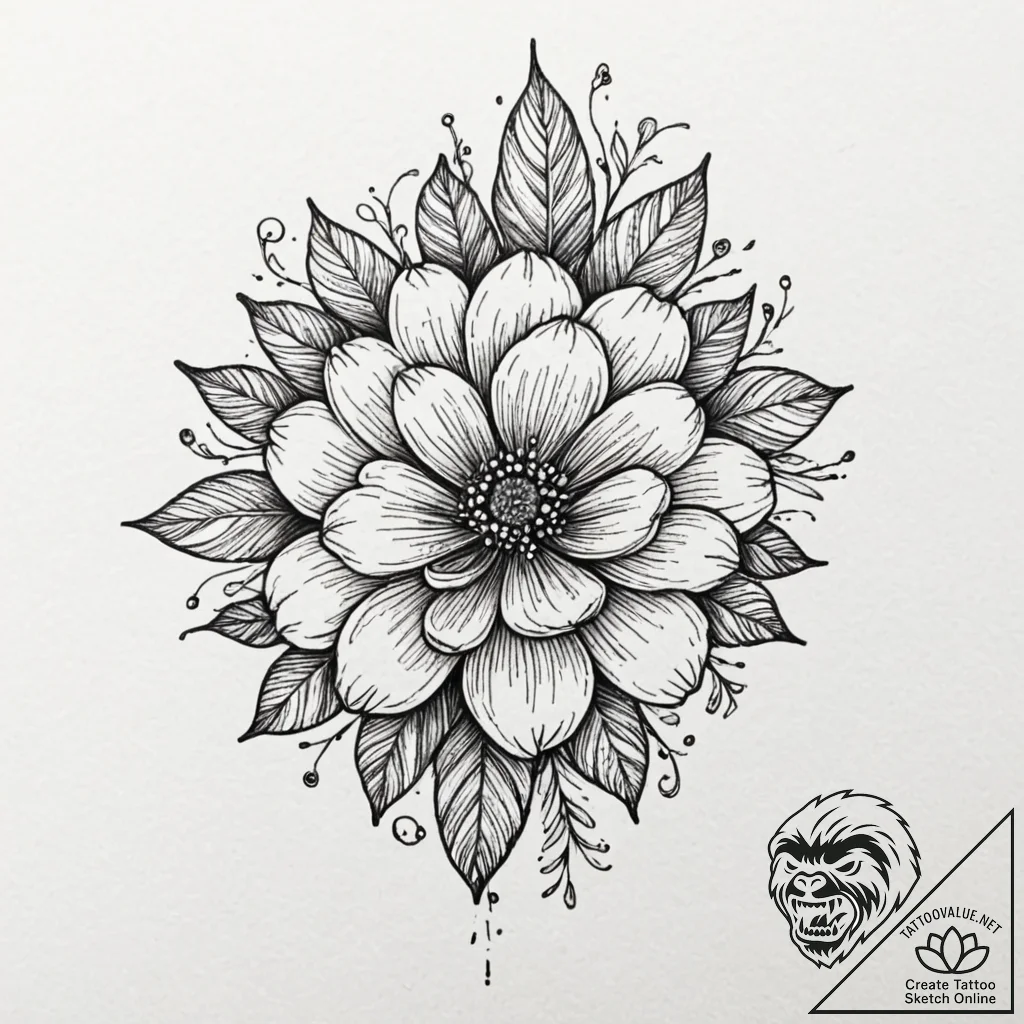 Flower blooming from the barrel of a rusted g... - tattoo sketch (№1752615762_0, 15.07.2025 21:42) — tattoovalue.net
