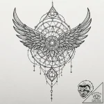 Animated wings bound in chains, tattoo drawin… – tattoo sketch (№1752615845_0, 15.07.2025 21:44) — tattoovalue.net