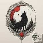 Blood moon with wolf silhouette, concept art… – tattoo sketch (№1752616014_0, 15.07.2025 21:46) — tattoovalue.net