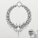 Umbra wings beneath celestial arch, concept a… – tattoo sketch (№1752616350_0, 15.07.2025 21:52) — tattoovalue.net