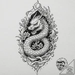 Nether serpent beneath spectral spire, tattoo… – tattoo sketch (№1752616684_0, 15.07.2025 21:58) — tattoovalue.net