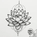 Lotus flower growing in a pool of liquid moon… – tattoo sketch (№1752616851_0, 15.07.2025 22:00) — tattoovalue.net