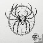 Spider spinning a web between a ram’s horns,… – tattoo sketch (№1752616934_0, 15.07.2025 22:02) — tattoovalue.net