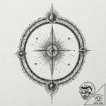 Sundial, artistic tattoo sketch, on a clean w… – tattoo sketch (№1752617267_0, 15.07.2025 22:07) — tattoovalue.net