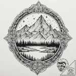 Mountain peak crowned with stars, artistic ta… – tattoo sketch (№1752617352_0, 15.07.2025 22:09) — tattoovalue.net
