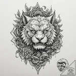 Komainu guardian crumbling in ruins, tattoo d… – tattoo sketch (№1752617519_0, 15.07.2025 22:11) — tattoovalue.net