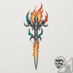 Burning talon gripping blade, concept art for… – tattoo sketch (№1752617686_0, 15.07.2025 22:14) — tattoovalue.net